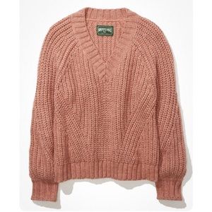 AE OVERSIZED CHUNKY V-NECK SWEATER